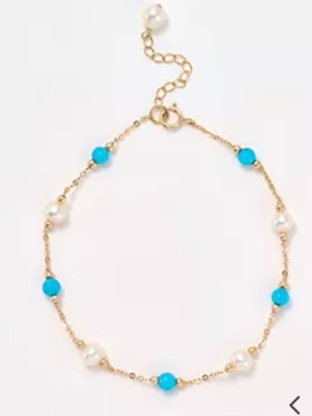 Effy Solid, Genuine 14K Turquoise & Freshwater Pearl Bracelet, Yellow Gold. NWT.